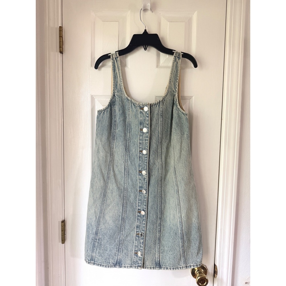 Rag & Bone Laney Denim Mini Dress Rockaway Light Wash Blue Button Front Size 0 - Picture 2 of 4